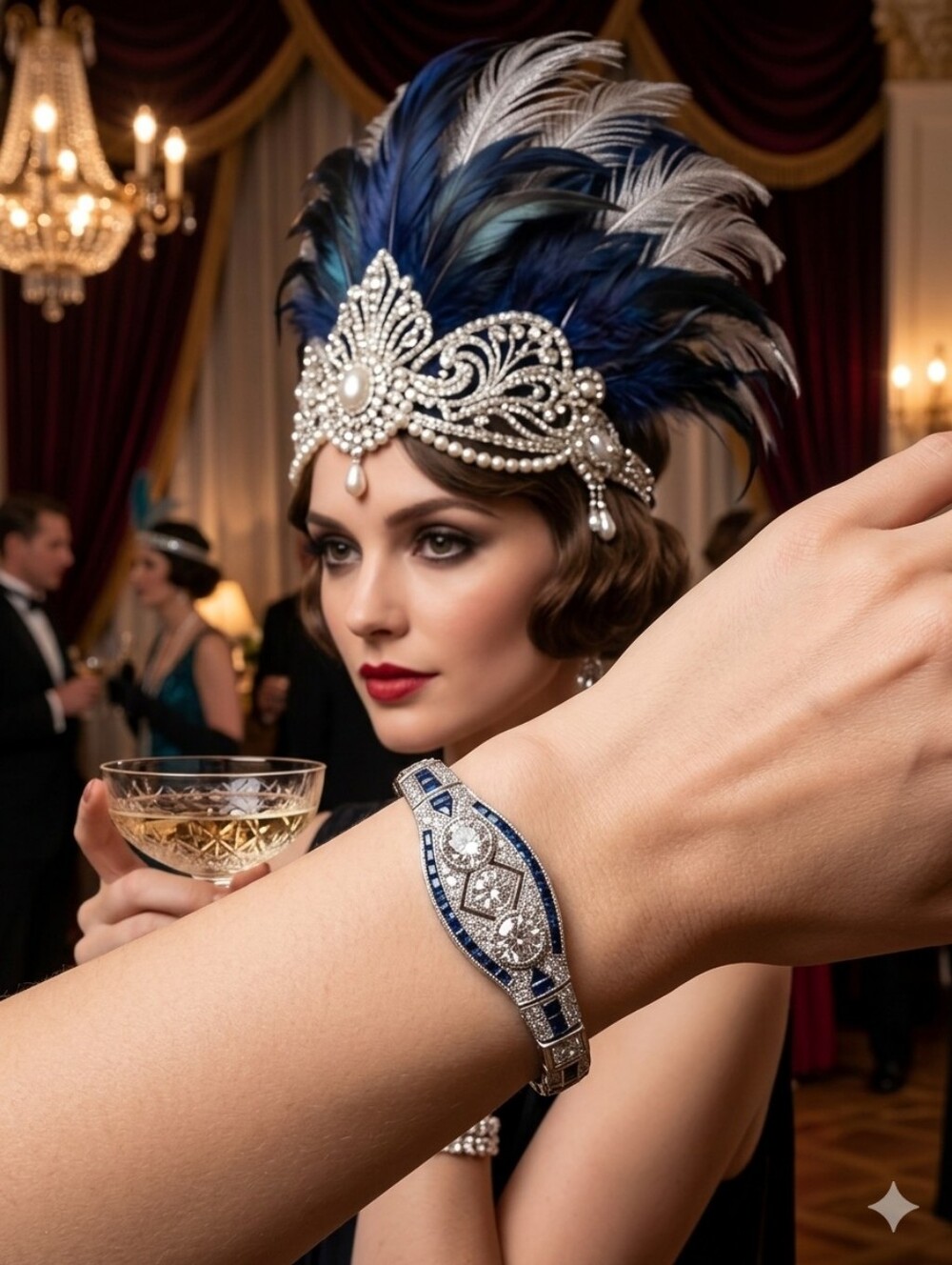 2.1 Carat Moissanite Bracelet - 7" 1920s Art Deco Vintage Look